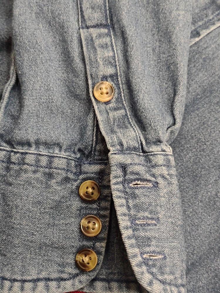 Basic Editions Holiday Large Denim Button Front F… - image 7